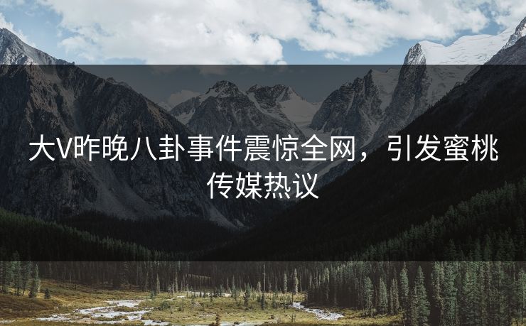 大V昨晚八卦事件震惊全网，引发蜜桃传媒热议