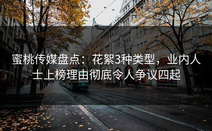 蜜桃传媒盘点：花絮3种类型，业内人士上榜理由彻底令人争议四起