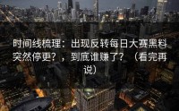时间线梳理：出现反转每日大赛黑料突然停更？，到底谁赚了？（看完再说）