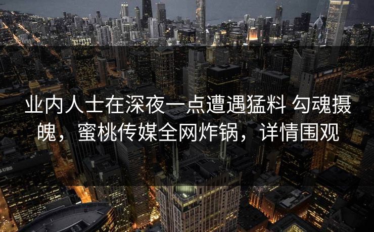 业内人士在深夜一点遭遇猛料 勾魂摄魄,蜜桃传媒全网炸锅,详情围观 业内人士在深夜一点遭遇猛料 勾魂摄魄,蜜桃传媒全网炸锅,详情围观