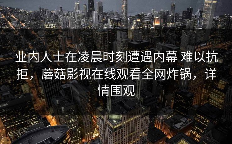 业内人士在凌晨时刻遭遇内幕 难以抗拒,蘑菇影视在线观看全网炸锅,详情围观 业内人士在凌晨时刻遭遇内幕 难以抗拒,蘑菇影视在线观看全网炸锅,详情围观